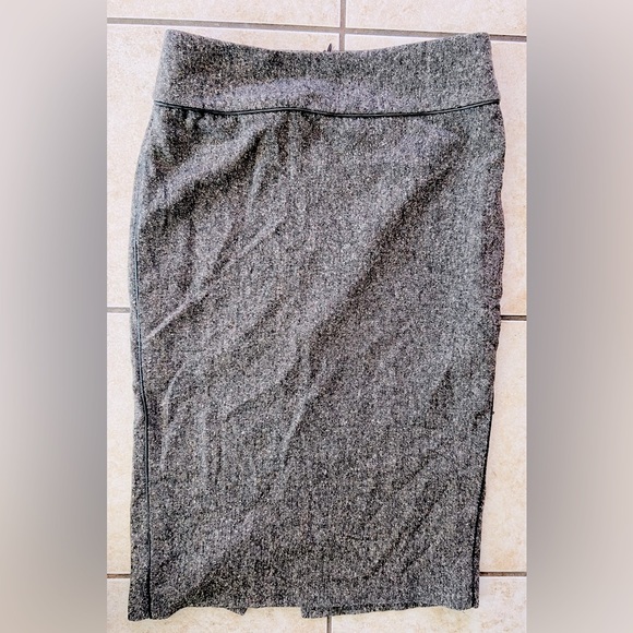 Zara Vintage Wool Grey Rustic Tweed High-Waisted Pencil Skirt Office Exec sz 4 - Picture 1 of 6